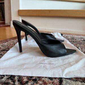 Black Suede Studio Brea Mule - Black Leather